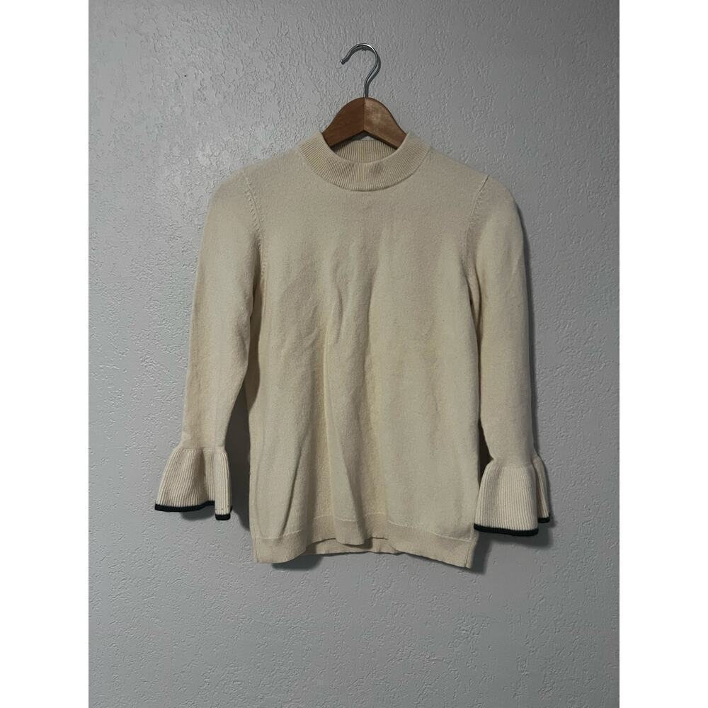 Veronica Beard Cashmere Mar Bell Sleeve Mock Neck Crew Sweater - Picture 2 of 7